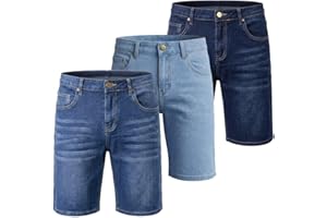 Liloak Men’s 10" Denim Shorts Pack, Jean Shorts for Men, Mid-Rise Stretch Jean Shorts for Casual, Work & Summer Wear