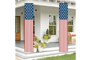 LABROSTAR Patriotic Decorations - 4th of July Decorations Outdoor Hanging American Flag Banners Porch Sign for Veterans Memorial Labor Presidents Flag Election Day