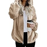 Nirovien Womens Sherpa Jacket Fuzzy Zip Up Hoodie Oversized Fleece Jackets Fluffy Coat with Pockets