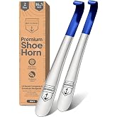 HOUNDSBAY Metal Shoe Horn Long Handle for Seniors, Heavy Duty Shoehorn | Extra Long Shoe Horn for Seniors, Boot Horn &amp; Shoe Spoon, Sturdy Stainless Steel Shoe Helper for Kids &amp; Pregnant Women