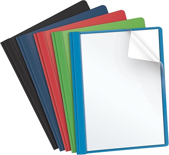 Oxford Clear Front Report Covers, Letter Size, Assorted Colors, 25 per