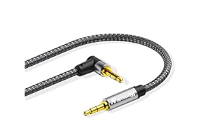 Nanxudyj AUX Cord 1ft/0.3M,3.5mm Stereo Audio Cable 90 Degree 3.5mm Male to Male Stereo Aux Cable Right Angle TRS Cable Compatible for car, Headphone,Tablets, Speakers