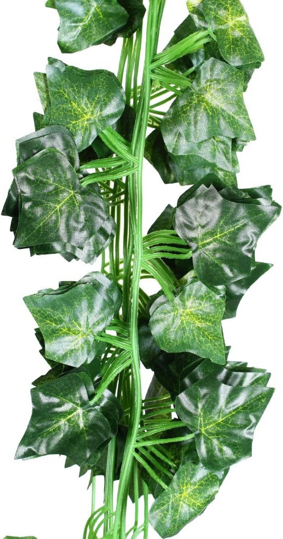 Springsmiths Ivy Garland Artifical Leaves Vine Foilage 12 Pcs, 7ft- Design 1, Green
