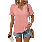 TICTICMIMI Women's V Neck Short Sleeve Tops Summer Casual T Shirts