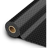 StellarStar 10x20 FT Garage Floor Mat, 2.8mm Thickened PVC Flooring Roll for Under Car, 200 SQFT Diamond Plate Black Garage Mats for Garage, Warehouse, Basement, Factory, Trailer (Include Tapes)