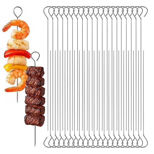 SGFNXB BBQ Skewers 40 Pcs, Kebab Skewers, 20 Long & 20 Short, Durable Reusable Barbecue Skewers for Kebabs, Grilling, Oven & BBQ