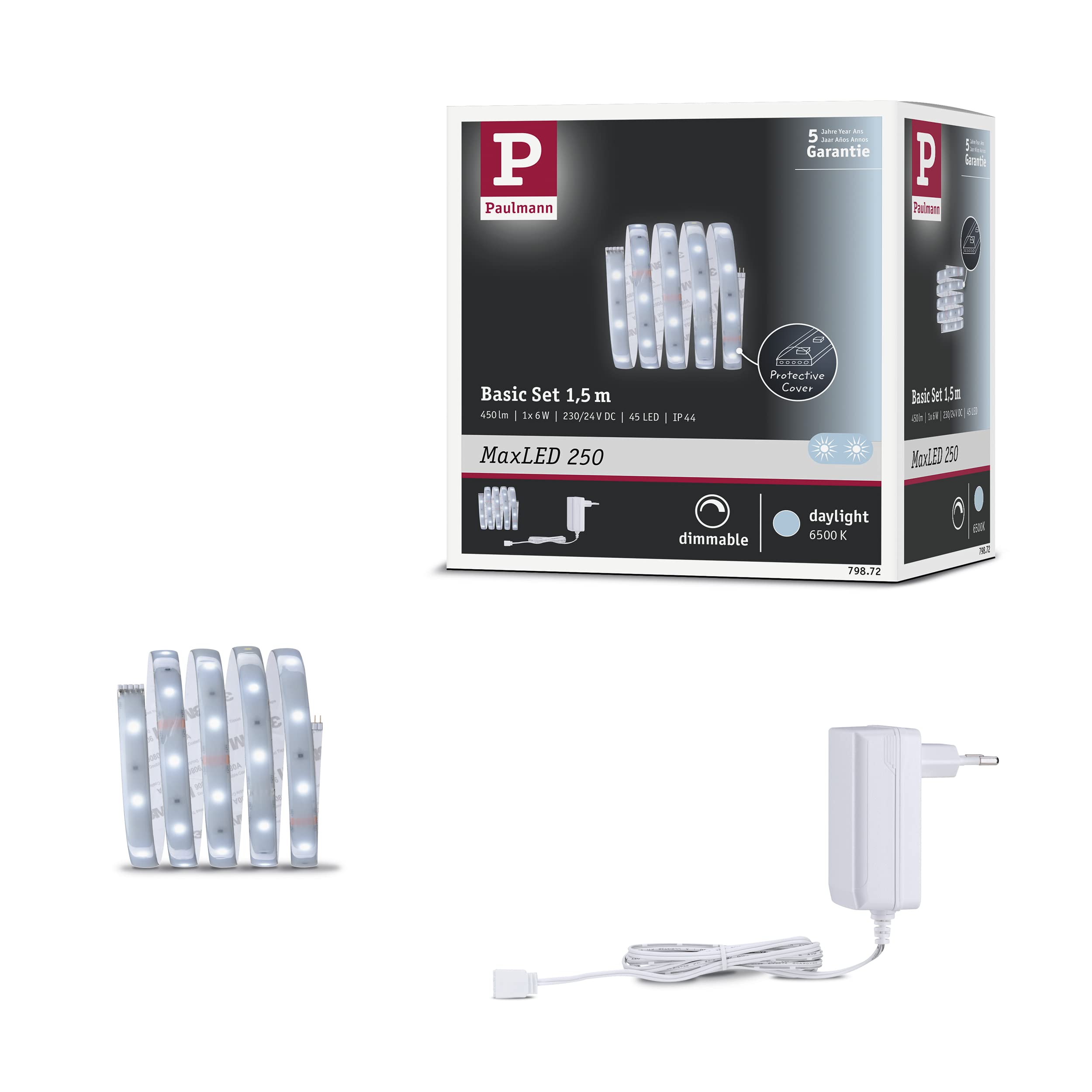 Paulmann 79872 LED Strip MaxLED 250 Basic Set 1.5m Daylight IP44 Protect Cover incl. 1x6 watt Strip Lighting Strip 6500 K