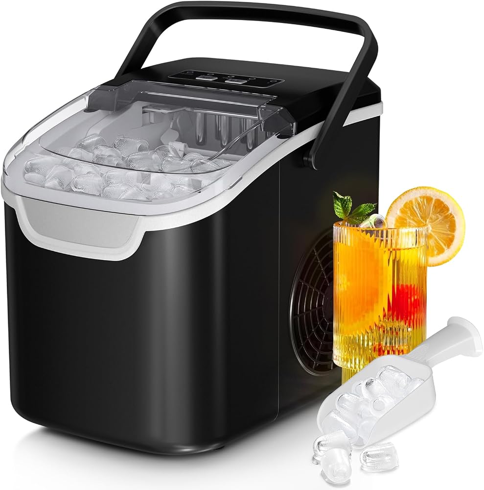 Antarctic Star Countertop Ice Maker Machine, 26Lbs/Day Fastest 6‑Min Ice | 8 bullet ice in 6min, 2 sizes, energy-saving, port