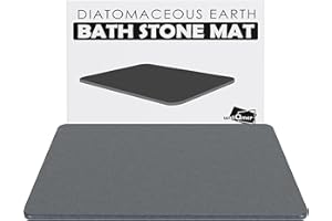 WALL QMER Bath Stone Mat, 23.5" x 15.5" Fast Drying Absorbent Natural Diatomaceous Earth Mat, Anti-Slip Floor Shower Mats for Bathroom, Kitchen, Dark Gray