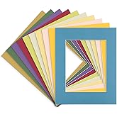 Golden State Art, Pack of 10, Acid-Free 16x20 Mixed Colors Pre-Cut Picture Mats for 11x14 Photos with White Core Bevel Cut Frame Mattes
