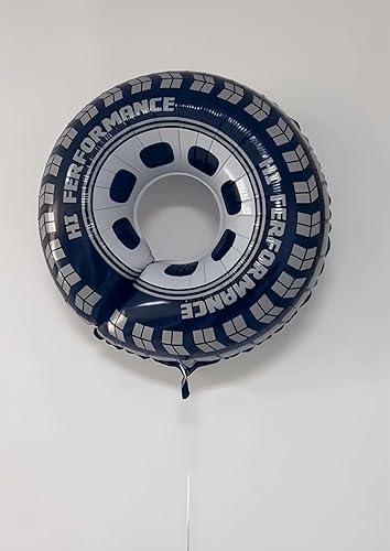 9-PC Racing Theme Balloon Set - Checkered Flag, Helmet & Wheel Balloons For Car Birthday Party