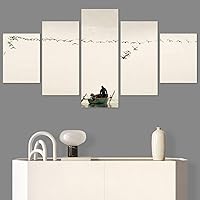 SIGNWIN 5 Panel Canvas Wall Art Modern Art Birds Bohemian Expressive Group Multicolor Photography for Home Decorations Ready to Hang - 60