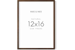 Haus and HUES Walnut 12x16 Picture Frame - Rustic Natural Wood Wall Art Display - Brown 12x16 Frame for Art Prints, Photos, Posters - Ready-to-Hang Vertically & Horizontally - Wooden Decor