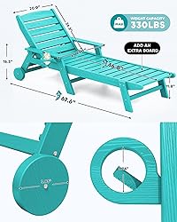 SERWALL Patio Chaise Lounge Chair, 5 Positions
