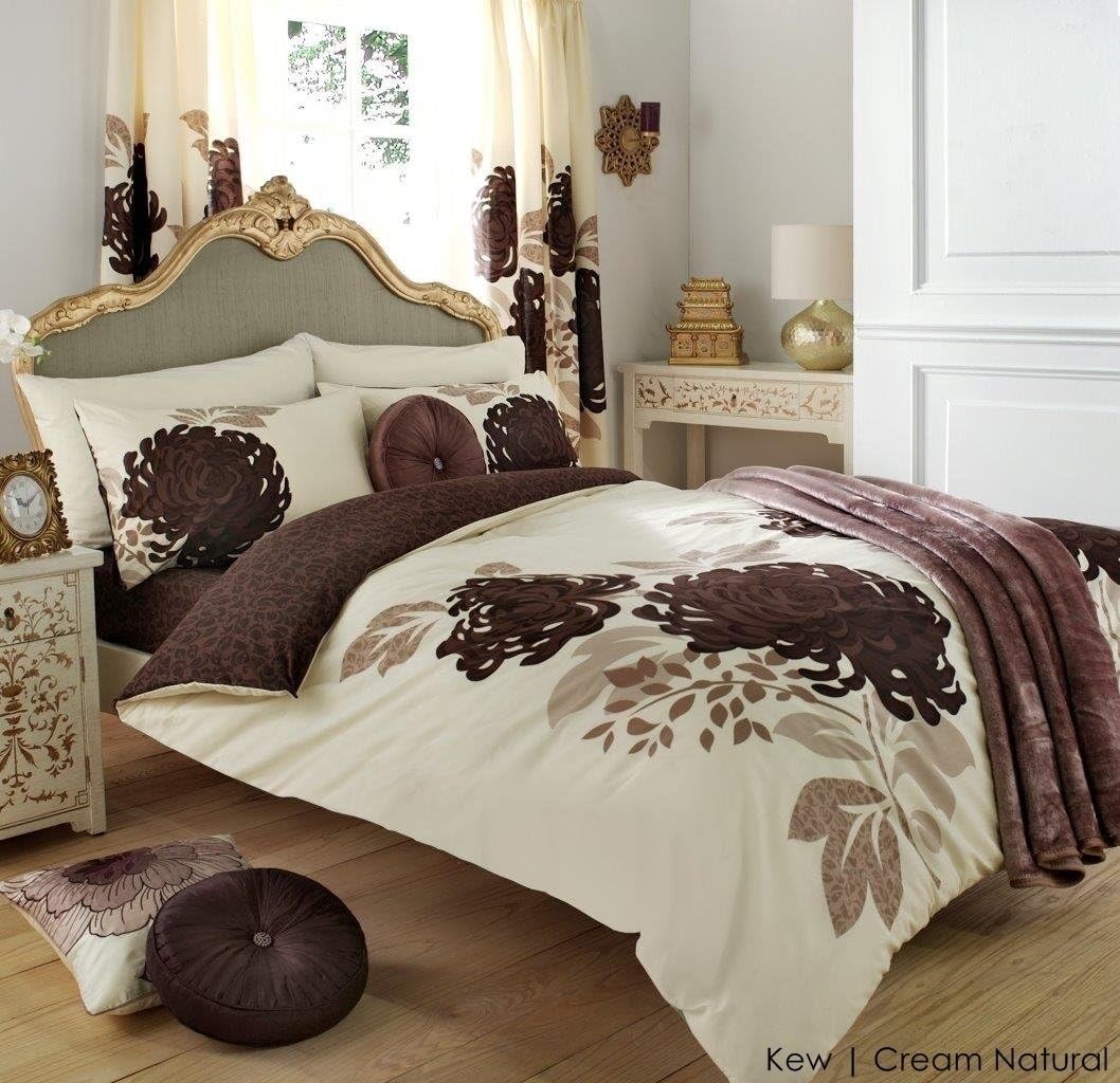 3PC KEW CREAM & NATURAL DOUBLE SIZE BEDDING BED DUVET COVER QUILT SET WITH PILLOWCASES by ZEDWarehouse