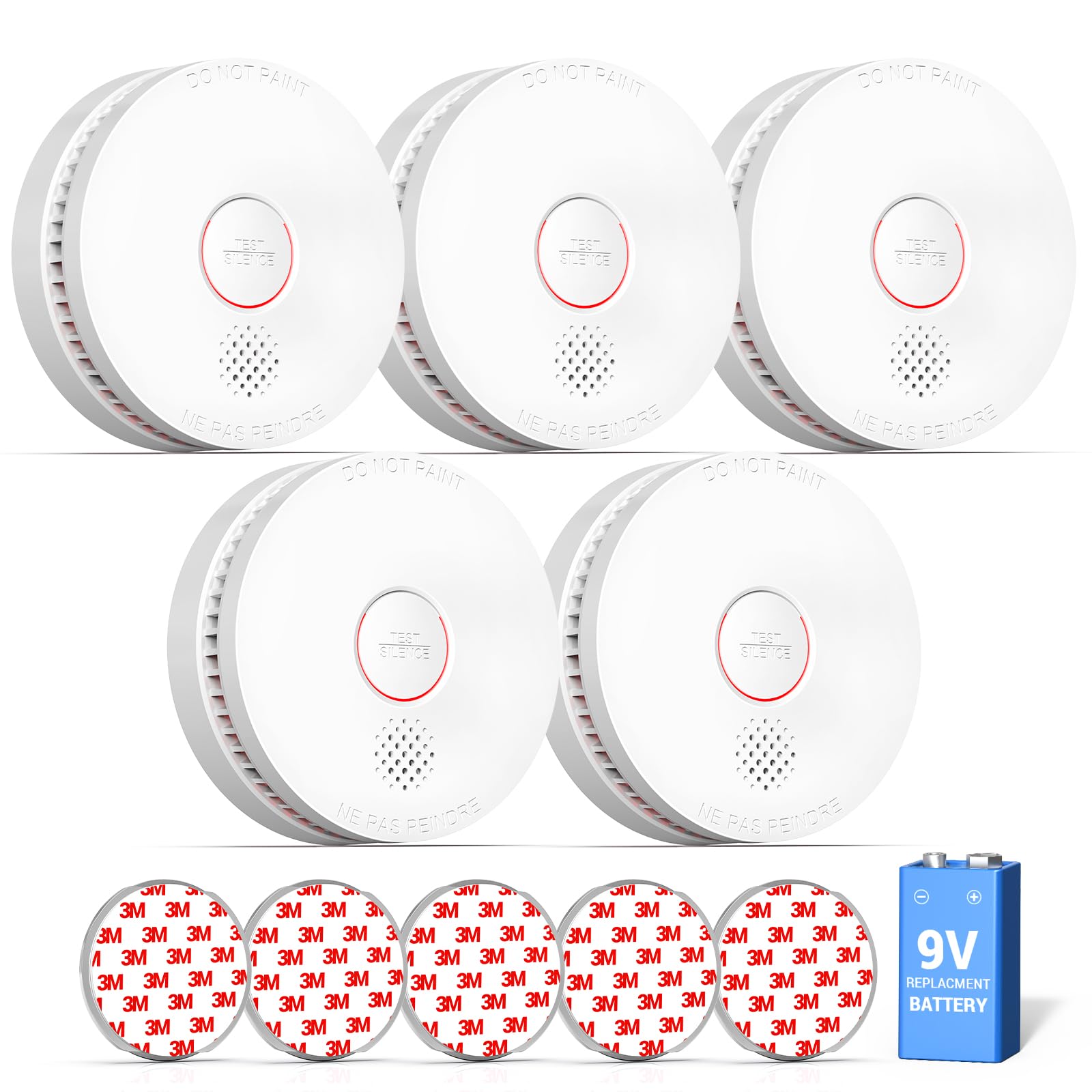 Photo 1 of Siterwell  Detector, 10 Year Product Life Fire Alarm with Magnetic Fastening Kit, Smoke Alarm with Photoelectric Sensor and Low Battery Warning Function for House, UL217-9th Listed, GS509A,5 Pack