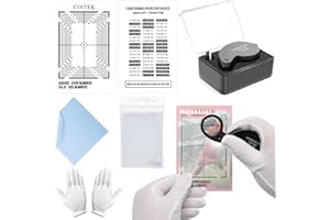 104PCS Card Grading Centering Tool Set, COITEK Card Grading Kit, Includes 1P 40x Magnifying Tool with Led Light, 1PCard Centering Tool, 100P Card Sleeves,1P Cloth, 1P Gloves
