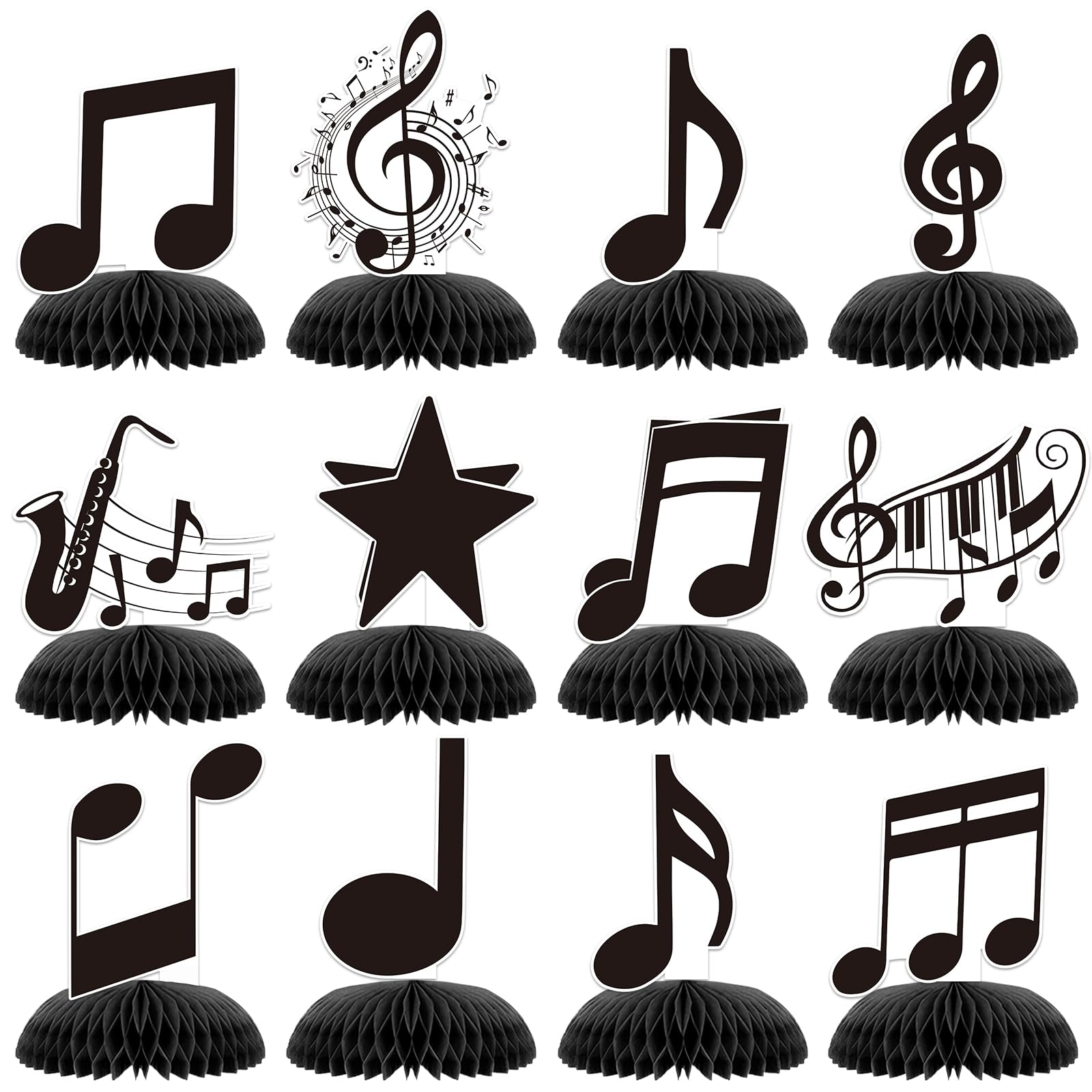 Photo 1 of 12 Pack Music Notes Honeycomb Centerpiece Table Party Decorations-Musical Notes Theme Happy Birthday Decorations Honeycomb Center Tables Decor Party Baby Shower Supplies for Women?Men?Boys Girls