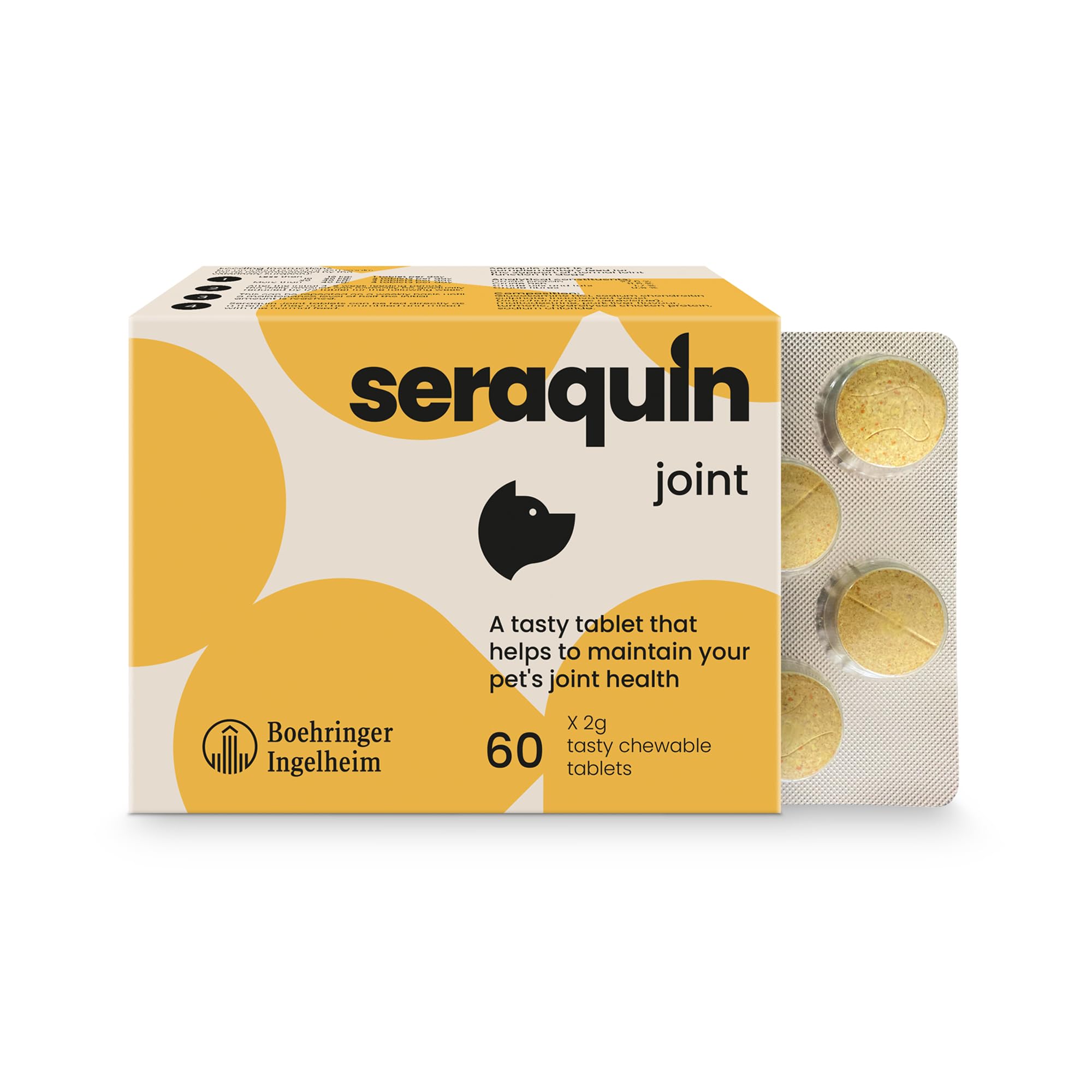Seraquin Joint | 60 x 2 g chewable tablets | Maintains healthy joints | Supports mobility | Glucosamine, chondroitin and turmeric | For dogs