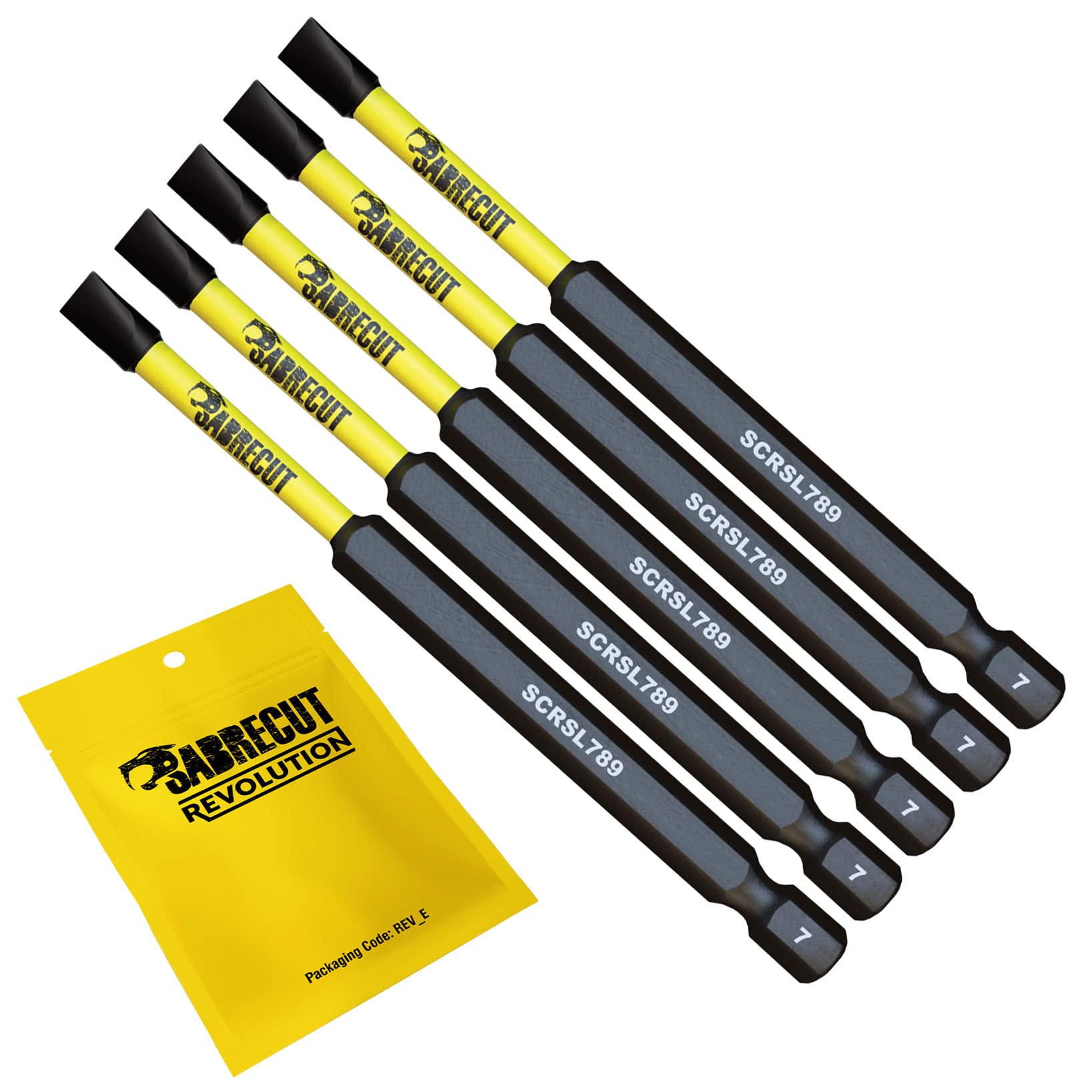 5 x SabreCut SCRSL789_5 89mm SL7 Slotted Magnetic Impact Screwdriver Driver Bits Set Single Ended Heavy Duty