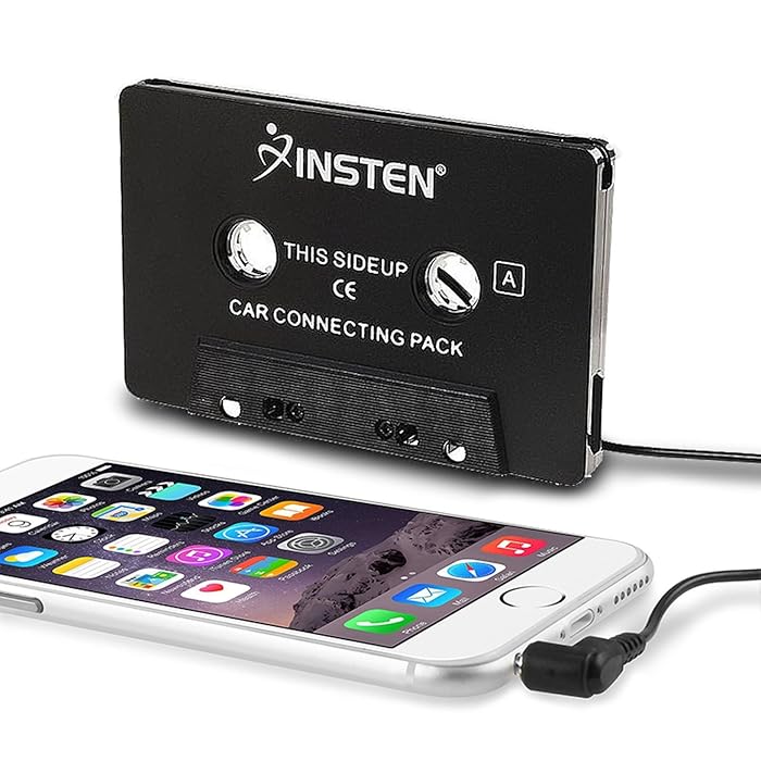 Insten Universal Car Audio Cassette Adapter Compatible with 8/Huawei Google Nexus 6P/LG Google Nexus 5X/ Samsung S9/S9+ 9 Plus/S8/S8+/S6/S6 Edge 4/HTC One M7, Black