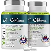 vimulti Anti-Aging Natural Amino Acids Supplement for Women & Men – Supports Immune Health, Energy, Smoother Skin Tone, & Restorative Sleep, Anti-Aging Supplement Pills for Longevity, 60 Caps 2 Pack