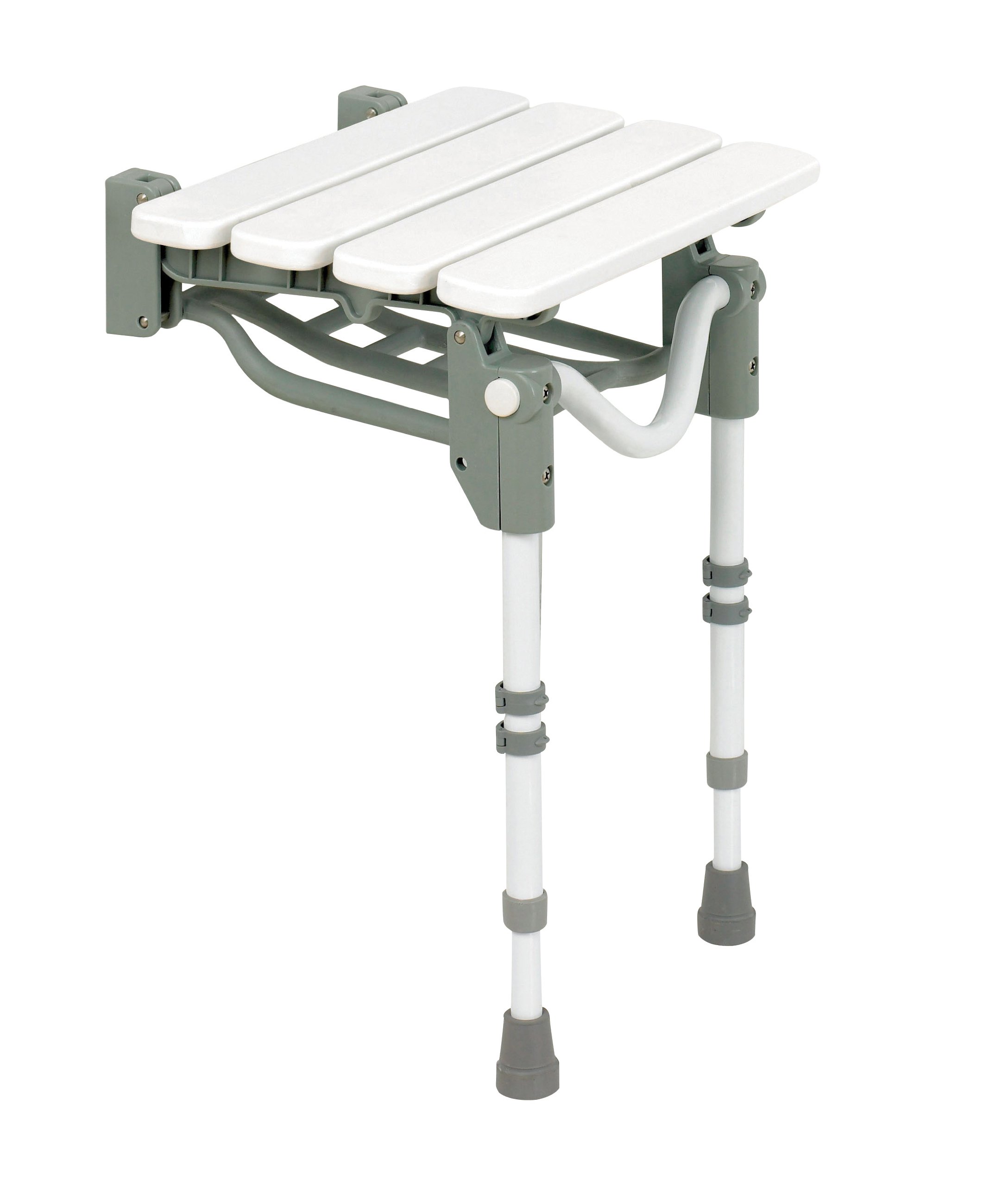 Homecraft Tooting Slatted Shower Seat, Ergonomic Shower Chair with Slats for Drainage, Folds When Not in Use, Adjustable Slatted Comfort Stool for Prolonged Seating for Bathrooms, Non-Slip Feet