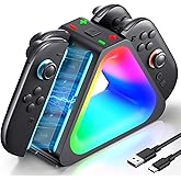 BRHE Charging Dock for Nintendo Switch 2 2025 Joy Con with 7 RGB Light Mode,4 in 1 Charging Dock Compatible with Switch 2 Joy Con Accessories