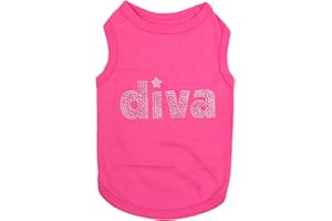 Parisian Pet Dog Cat Clothes Tee Shirts Embroidered T-Shirt Diva, L