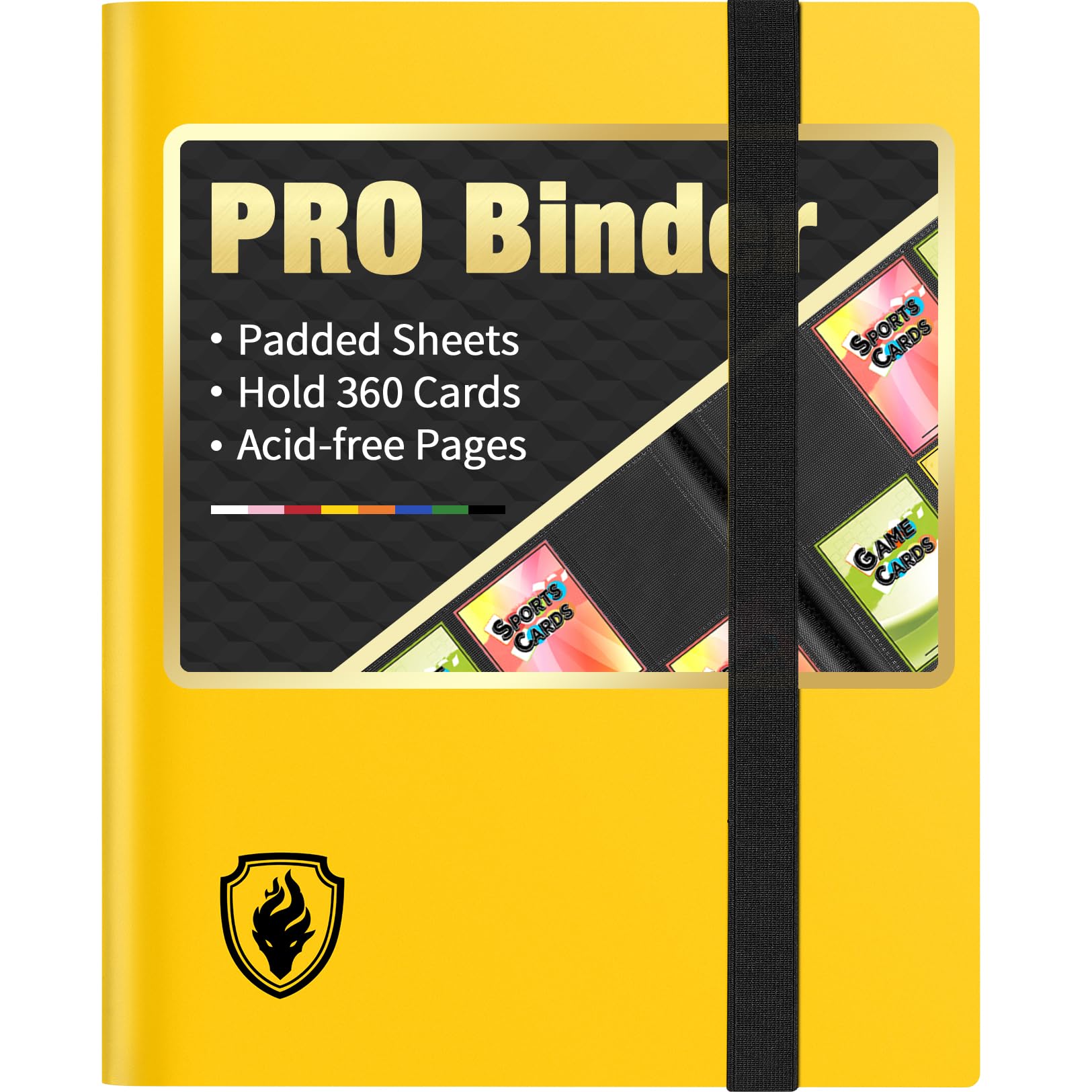 Photo 1 of Fabmaker Premium 9 Pocket Trading Card Binder Holds 360 Cards, Side-Loading Card Album, Sturdy TCG, MTG, Yugioh & Sport Card Collection Folder - Yellow