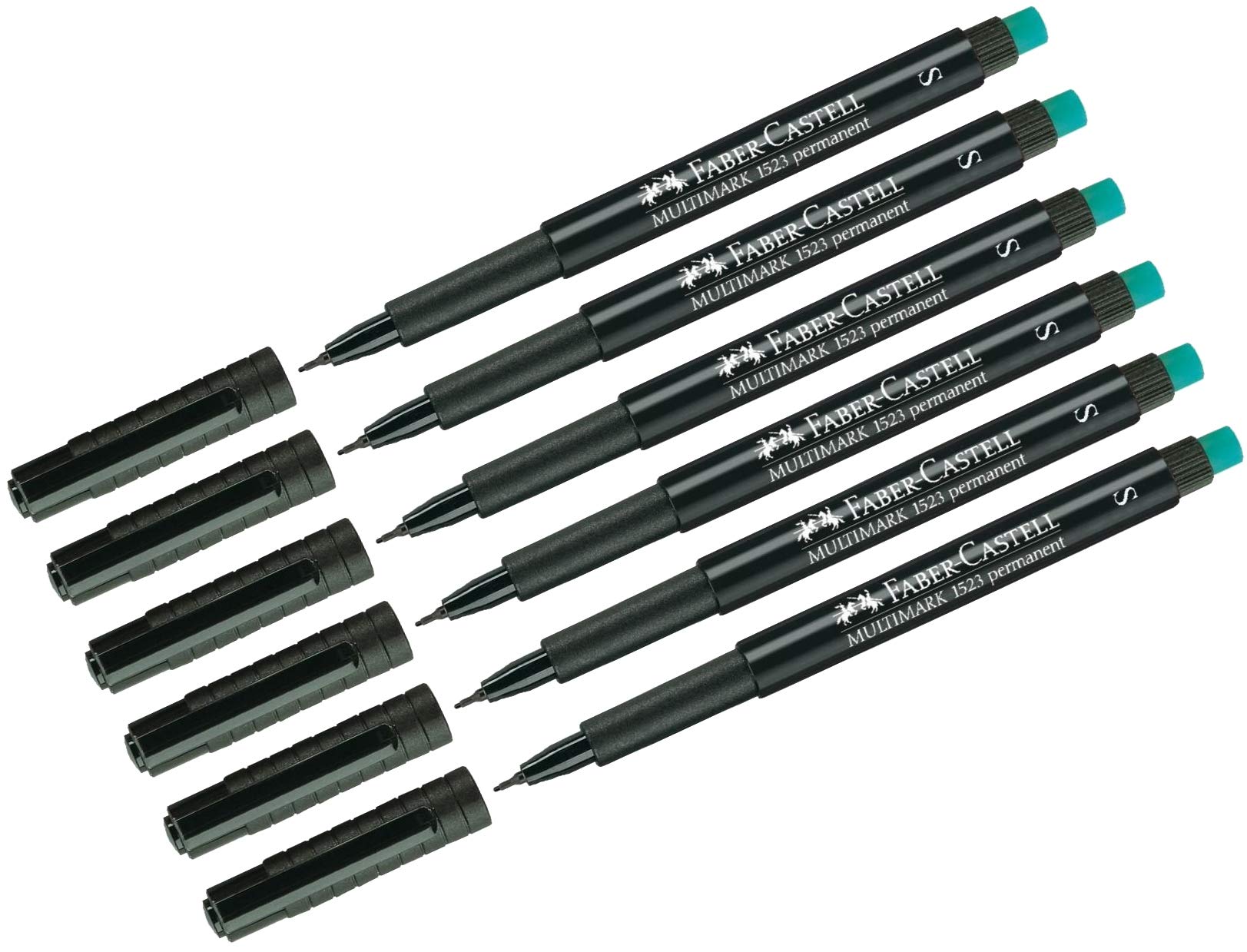Faber-Castell 152399 – Marker Multimark S, permanent, black (black, pack of 6)
