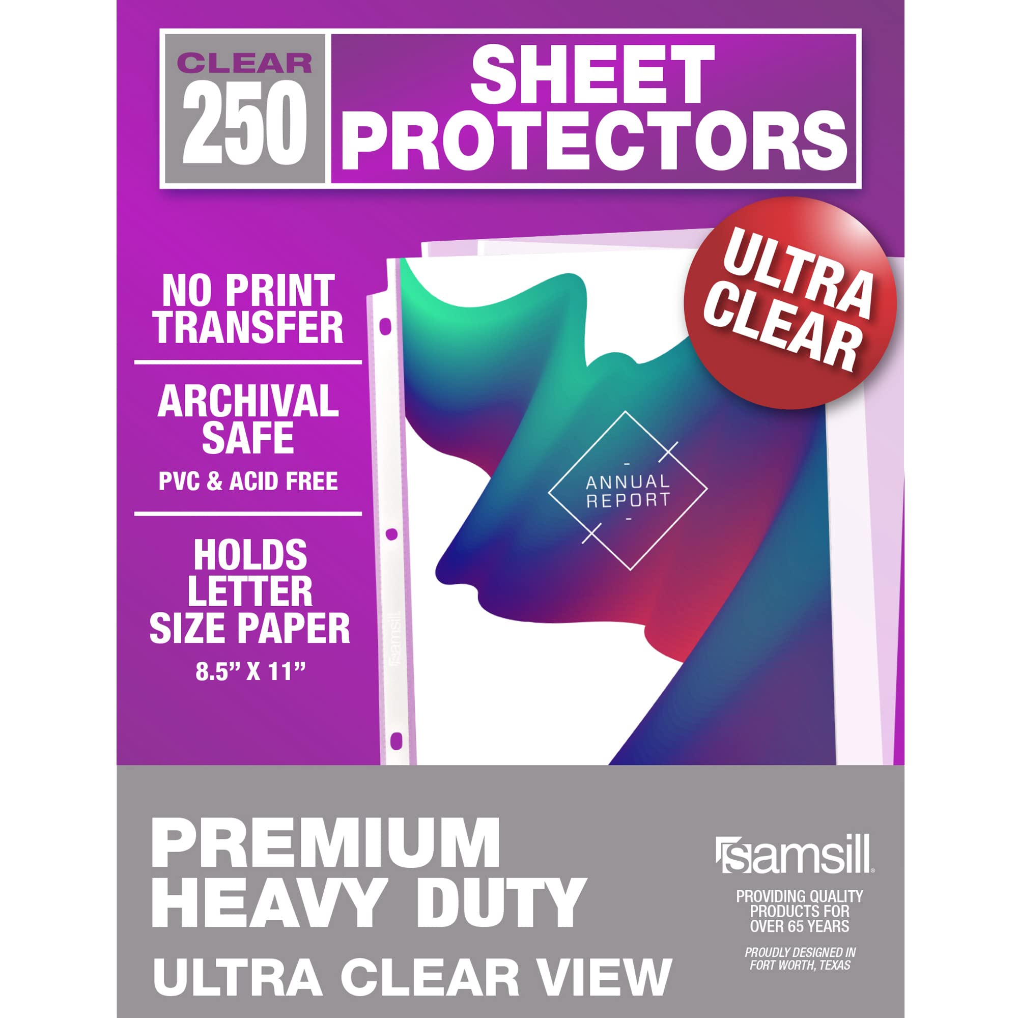 Samsill 250 Sheets Ultra Clear, Heavy Duty Archival Safe, 8.5" x 11", Top Loading (250)