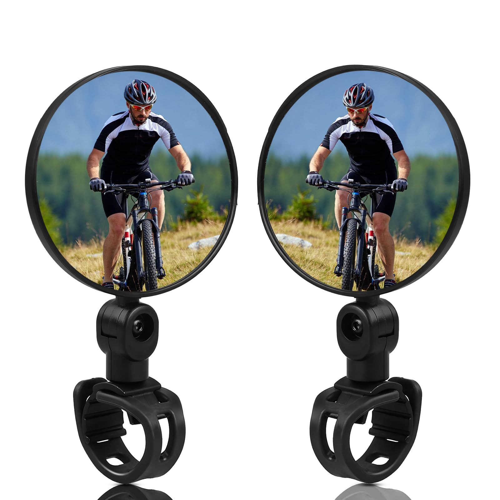 MYHOGOOD 2 Pcs Bike Mirror, Bicycle Rear View Mirror for 15-35 mm Handlebars, 360° Adjustable Bike Mirrors Convex Mirrors, Cycle Mirrors for Mountain Road Bikes, Electric Bikes, Motorcycle, Easy to In