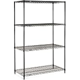 Nexel 24" x 30" x 63", 4 Tier Adjustable Wire Shelving Unit, NSF Listed Commercial Storage Rack, Black Epoxy Finish, Leveling feet