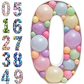 Mosaic Balloons Frame Numbers 0 Pre-Cut Large Foam Board Sign Cut-out for Boy Girl Birthday Backdrop Anniversary Decoration