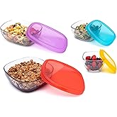 Libbey Serve It 8 Piece Glass Storage Container Set with 2 Cup, 6 Cup, 8 Cup, and 12.5 Cup Bowls and Multi Color Lids