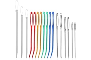 PIRIUUO 17 Pcs Yarn Needle Tapestry Needle Darning Needle Bent Needle Large Eye Needles Blunt Knitting Needles Wool Needles Sewing Needles for Knitting Crocheting