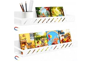 Pyoimmne Magnetic Metal Book Shelf for Whiteboard, 2 Pcs Metal Magnetic Bookshelf, Book Display Shelf for Classroom Office Te