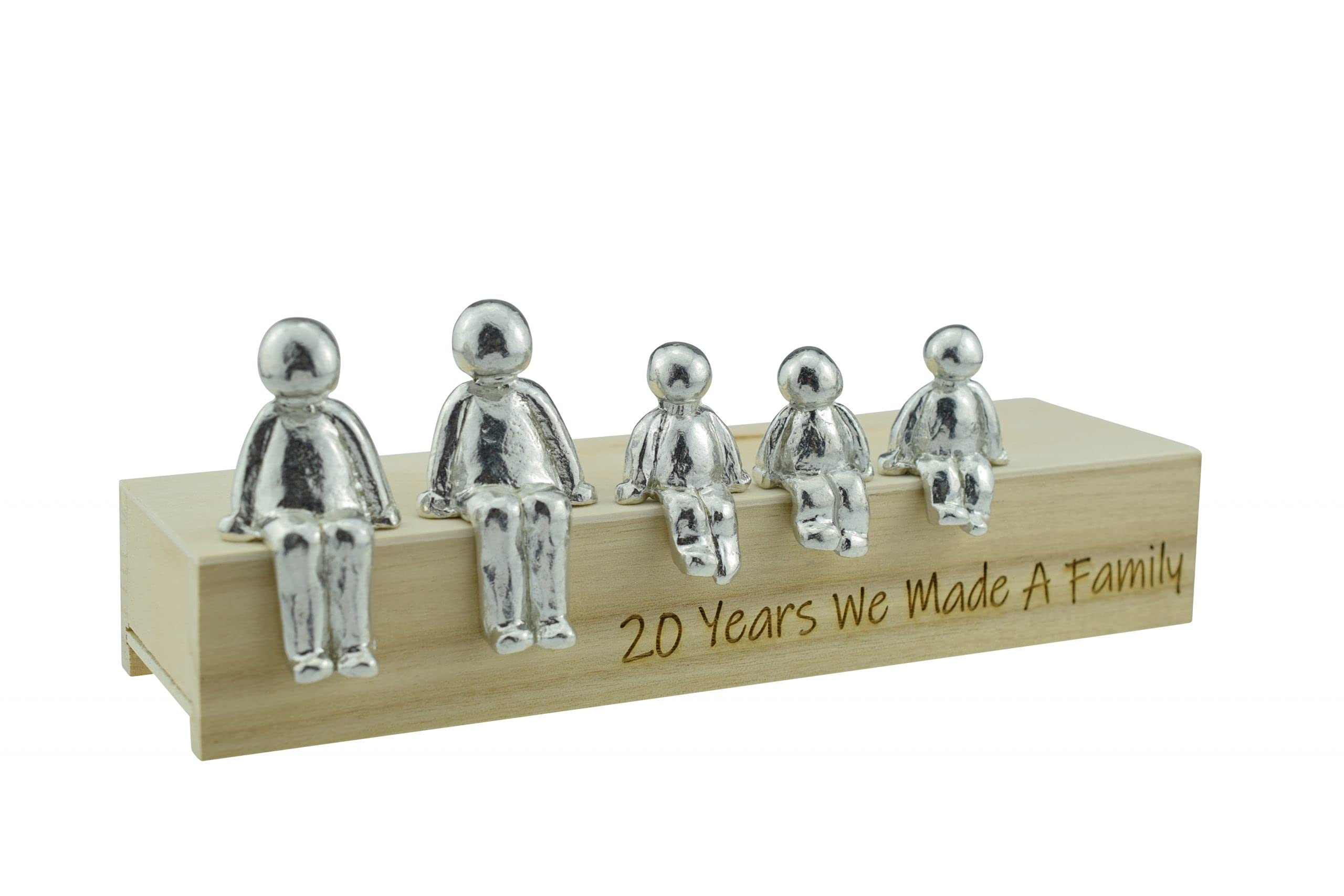Pirantin 20th Anniversary Idea - 20 Years We Made A Family Metal Ornament - Choose Your Family Combination Box & Woodgrain May Vary(3 Children)