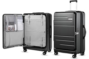 LUGGEX 28 Inch Luggage with Spinner Wheels, Expandable PC Hard Shell Checked Suitcase with Front Opening, Lightweight (Charcoal Metallic, 28 Inch)