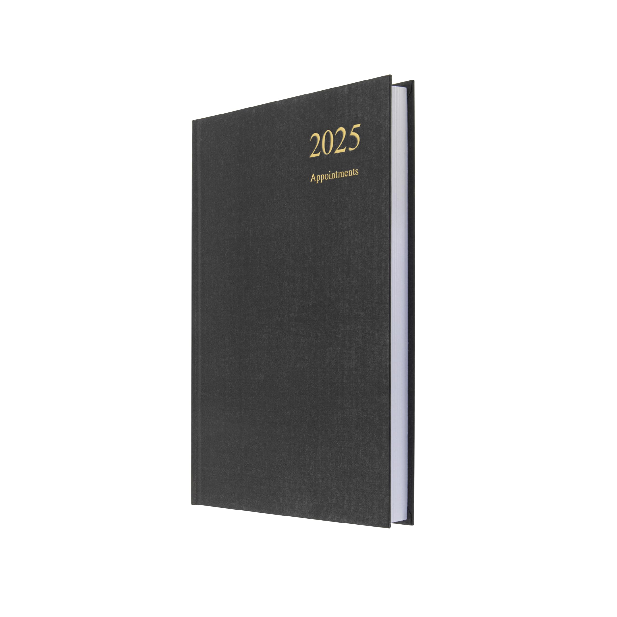 Collins Essential 2025 Eco Friendly Diary - A5 Day to a Page with Appointments Business Planner with Leathergrain Hardback Cover and Recycled Paper - Black - E-ESSA51A.99-25