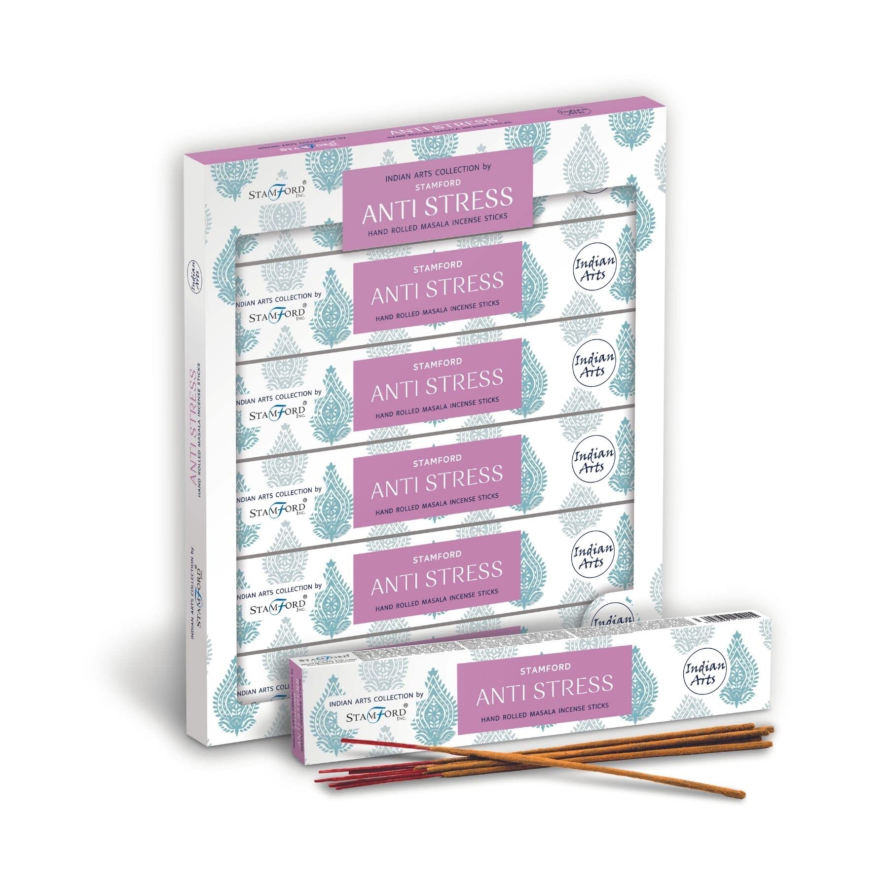 Indian Arts Collection By Stamford Premium Hand Rolled Masala Incense Sticks (6 x 15 sticks) (Anti Stress)
