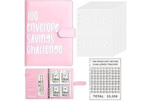 GEDunique 100 Envelopes Money Saving Challenge, 2023 New 100 Envelope Challenge Binder, Easy and Funny Way to Save $5,050 Budget Planner, 100 Day Envelope Challenge Kit Money Saving Binder Pink