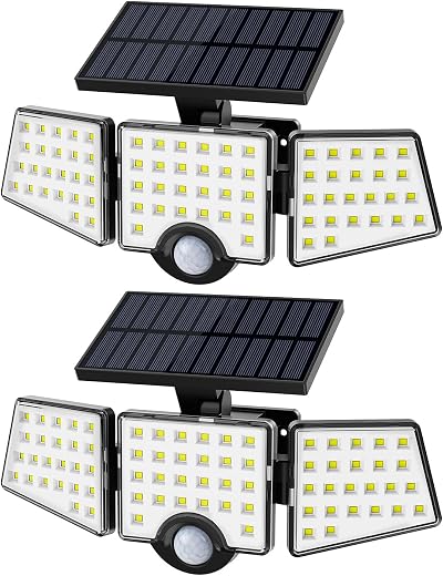 Lepro Solar Security Lights 1200LM 3 Head Motion Sensor IP65 Outdoor Floodlight