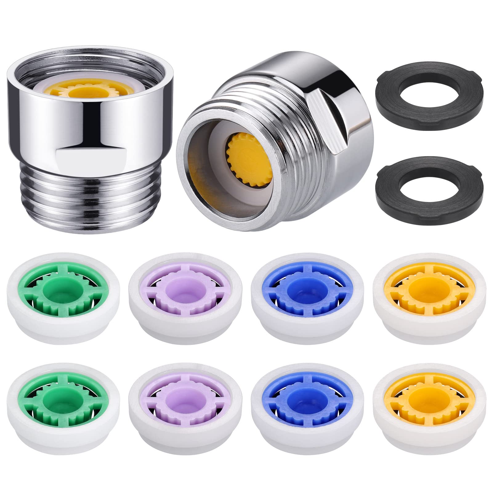 Zocipro 2Pack Shower Flow Restrictor, Shower Flow Reducer Limiter Set 1/2 Inch Thread Size 4, 5, 6, 7 L/min Flow, Shower Restrictors with G1/2 Adapter for Fixed Shower Head and Handheld