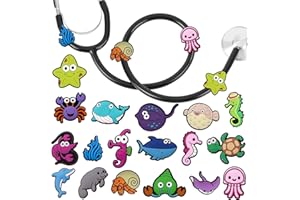 Luneclat Ocean Animal Themed Stethoscope Charm - 18Pcs Whale Jellyfish Stethoscopes Accessories for Nurses Medical Students Doctors, Sea Life Stethoscope Decor, Gifts for Nursing Staff