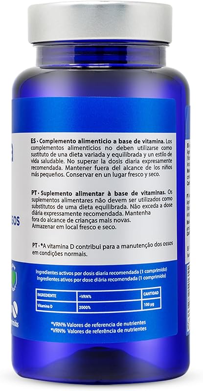 Vitamina D3 4000UI Drasanvi em 90 comprimidos diários vegan sem glúten