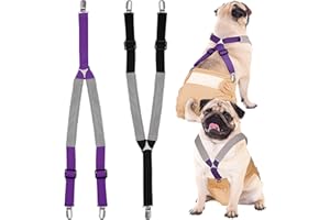 Saintrygo 2 Pcs Dog Suspenders for Diapers Female Male Belly Bands Canine Harness Keep Diaper on Your Pet for Small Medium and Large Dogs (Black,Purple,Medium)