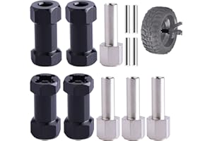 AIMROCK 12mm Hex Hub Extension Wheel Spacer 25mm Offset for 1/10 SCX10 SCX10 II Wraith Gen7 Gen8 D90 RC Crawler Truck (Black, 25mm)