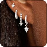 Gold Silver Earrings for Women Trendy 14K Gold Plated Dangle Hypoallergenic Cartilage Earrings Small 925 Sterling Silver Post Dainty Hoop Drop Pearl Earring Stacks Set Huggie Chain Earrings Jewelry